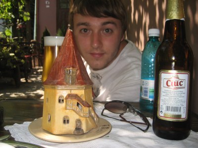 "R, Ciuc beer and ceramic candleholder of the Shoemaker's House, Sighisoara", 2008