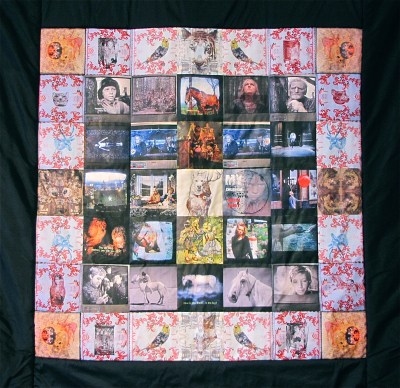 'The Woodcutter's Quilt', 2012, transfers on calico, hand embroidery and black silk by Jane Lee McCracken