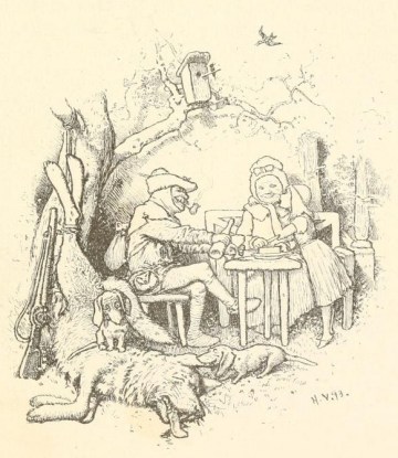 Illustration by Hermann Vogel of Wolf slain by Huntsman