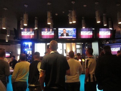 The Newcastle United v Sunderland FC match about to start, Shark's Bar, Newcastle
