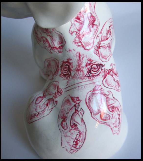 'Dog', detail of red Biro drawing by Jane Lee McCracken