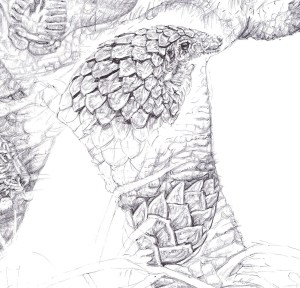 'Pangolin' detail from 'Rhino 2014' by Jane Lee McCracken
