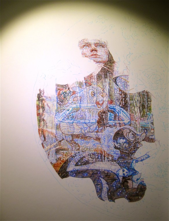 Photo image of new colour Biro drawing in progress